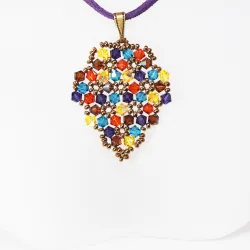 Pendant 30cm - Xochitl Grapes-Purple Suedine - Pendant 30cm - Laiton bronze
